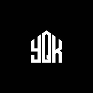 Siyah arka planda YQK harf logosu tasarımı. YQK yaratıcı harflerin baş harfleri logo kavramı. YQK harf tasarımı.