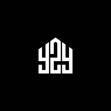 Siyah arka planda YZY harf logosu tasarımı. YZY yaratıcı harflerin baş harfleri logo kavramı. YZY harf tasarımı.
