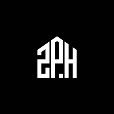 Siyah arkaplanda ZPH harf logosu tasarımı. ZPH yaratıcı harflerin baş harfleri logo kavramı. ZPH harf tasarımı.