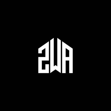 Siyah arka planda ZWA harf logosu tasarımı. ZWA yaratıcı harf logosu konsepti. ZWA harf tasarımı.