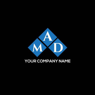 Siyah arkaplanda MAD harf logosu tasarımı. Çılgın yaratıcı harflerin baş harfleri logo konsepti. MAD harf tasarımı.