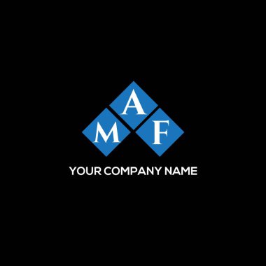 Siyah arkaplanda MAF harf logosu tasarımı. MAF yaratıcı harf logosu konsepti. MAF harf tasarımı.