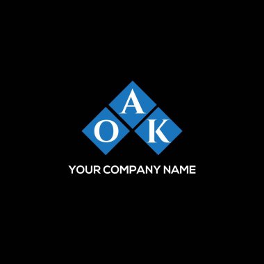 Siyah arka planda OAK mektup logosu tasarımı. OAK yaratıcı harf logosu konsepti. OAK mektup tasarımı.