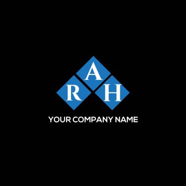 Siyah arka planda RAH harf logosu tasarımı. RAH yaratıcı harflerin baş harfleri logo kavramı. RAH harf tasarımı.