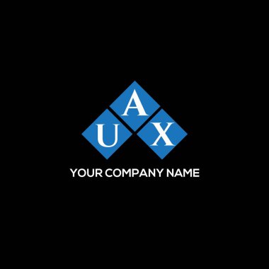 Siyah arkaplanda UAX harf logosu tasarımı. UAX yaratıcı harflerin baş harfleri logo kavramı. UAX harf tasarımı.