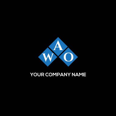 Siyah arka planda WAO harf logosu tasarımı. WAO yaratıcı harflerin baş harfleri logo kavramı. WAO harf tasarımı.