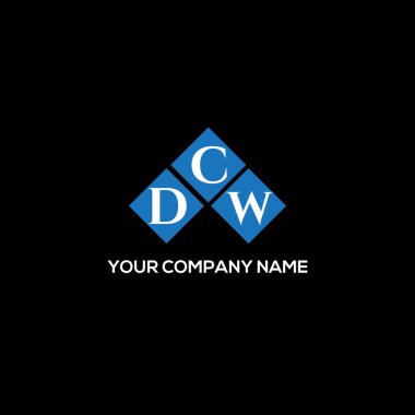 Siyah arka planda DCW harf logosu tasarımı. DCW yaratıcı harflerin baş harfleri logo kavramı. DCW harf tasarımı.