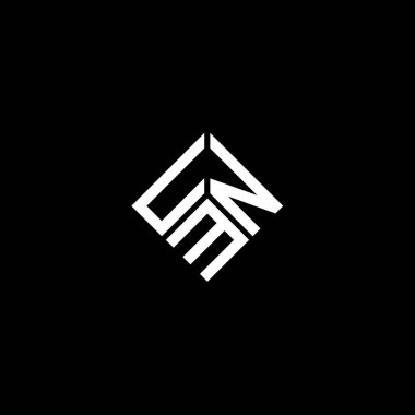 Siyah arka planda UNM harf logosu tasarımı. UNM yaratıcı harflerin baş harfleri logo kavramı. UNM harf tasarımı.