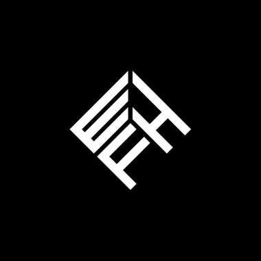 Siyah arkaplandaki WHF harf logosu tasarımı. WHF yaratıcı harflerin baş harfleri logo kavramı. WHF harf tasarımı.