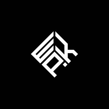 Siyah arkaplanda WKP harf logosu tasarımı. WKP yaratıcı harflerin baş harfleri logo kavramı. WKP harf tasarımı.