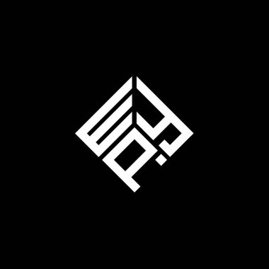 Siyah arka planda WYP harf logosu tasarımı. WYP yaratıcı harflerin baş harfleri logo kavramı. WYP harf tasarımı.