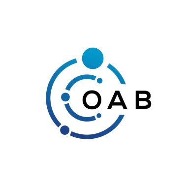 Beyaz arka planda OAB harfli teknoloji logosu tasarımı. OAB yaratıcı baş harfleri IT logosu konsepti. OAB harf tasarımı.