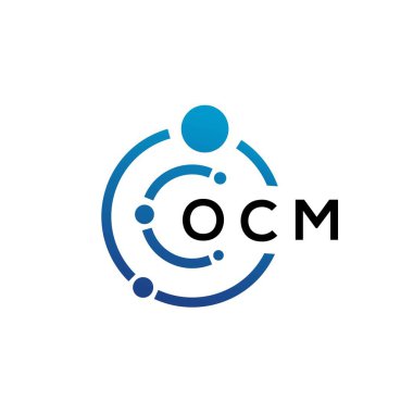 Beyaz arka planda OCM mektup teknolojisi logosu tasarımı. OCM yaratıcı harflerin baş harfleri IT logosu kavramı. OCM harf tasarımı.