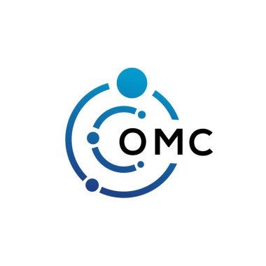 Beyaz arka planda OMC harfli teknoloji logosu tasarımı. OMC yaratıcı baş harfleri IT logosu konsepti. OMC harf tasarımı.