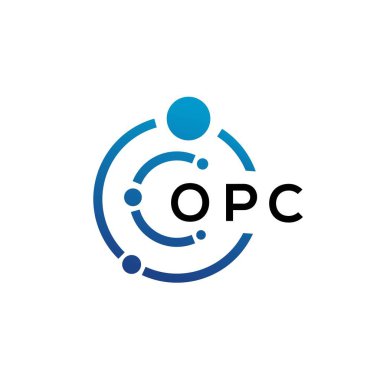 Beyaz arka planda OPC harfli teknoloji logosu tasarımı. OPC yaratıcı baş harfleri IT logosu konsepti. OPC harf tasarımı.