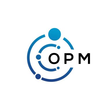 Beyaz arka planda OPM mektup teknolojisi logosu tasarımı. OPM yaratıcı harflerin baş harfleri IT logosu. OPM harf tasarımı.