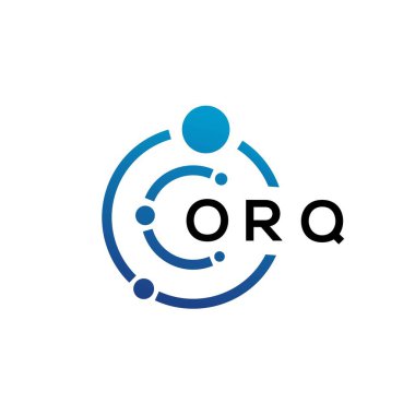 Beyaz arka planda ORQ harfli teknoloji logosu tasarımı. ORQ 'un baş harfleri IT logosu konsepti. ORQ harf tasarımı.