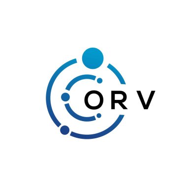 Beyaz arka planda ORV harfli teknoloji logosu tasarımı. ORV 'un baş harfleri IT logosu konsepti. ORV harf tasarımı.