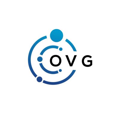Beyaz arka planda OVG harfli teknoloji logosu tasarımı. OVG yaratıcı baş harfleri IT logosu konsepti. OVG harf tasarımı.