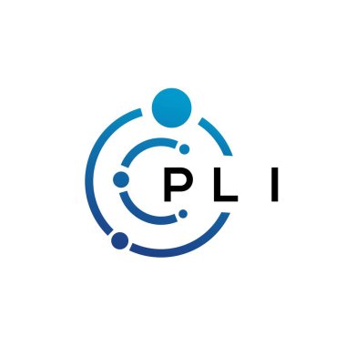 Beyaz arka planda PLI harfli teknoloji logosu tasarımı. PLI yaratıcı baş harfleri IT logosu konsepti. PLI harf tasarımı.