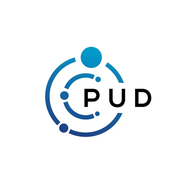 Дизайн Логотипа Технологии Pud Белом Фоне Креативные Инициалы Pud Обозначают — стоковый вектор