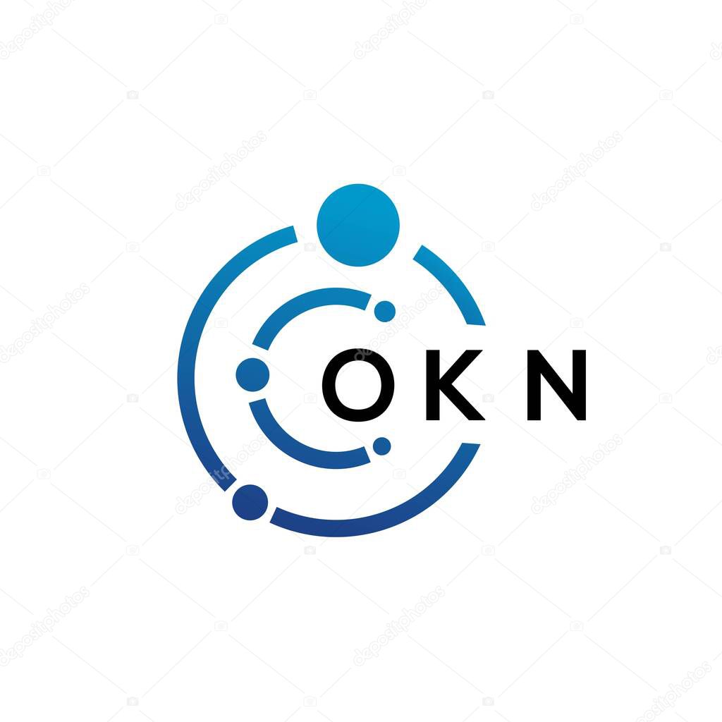OKN letter technology logo design on white background. OKN creative initials letter IT logo concept. OKN letter design.