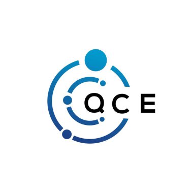 Beyaz arka planda QCE harfli teknoloji logosu tasarımı. QCE 'nin baş harfleri IT logosu. QCE harf tasarımı.