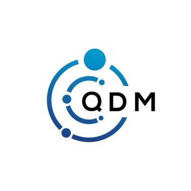 Beyaz arka planda QDM harfli teknoloji logosu tasarımı. QDM yaratıcı harflerin baş harfleri IT logosu kavramı. QDM harf tasarımı.
