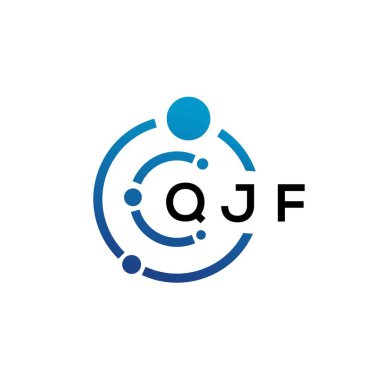 Beyaz arka planda QJF harfli teknoloji logosu tasarımı. QJF yaratıcı baş harfleri IT logosu konsepti. QJF harf tasarımı.