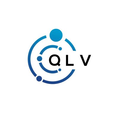 Beyaz arka planda QLV harfli teknoloji logosu tasarımı. QLV yaratıcı harflerin baş harfleri IT logosu kavramı. QLV harf tasarımı.