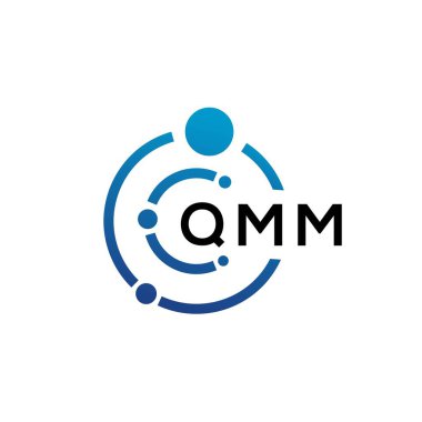 Beyaz arkaplanda QMM harfli teknoloji logosu tasarımı. QMM yaratıcı baş harfleri IT logosu konsepti. QMM harf tasarımı.