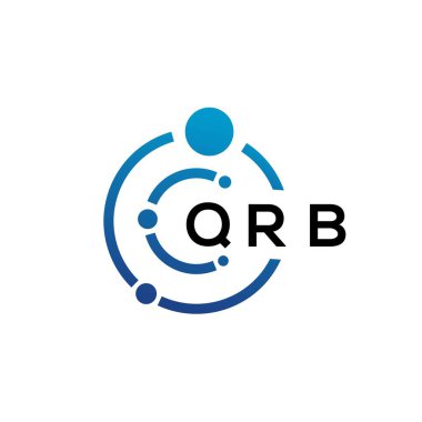 Beyaz arka planda QRB harfli teknoloji logosu tasarımı. QRB yaratıcı baş harfleri IT logosu konsepti. QRB harf tasarımı.