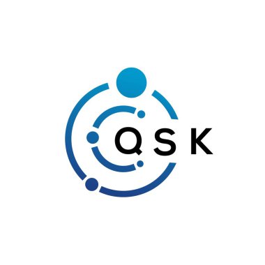 Beyaz arkaplanda QSK harfli teknoloji logosu tasarımı. QSK yaratıcı harflerin baş harfleri IT logosu kavramı. QSK harf tasarımı.