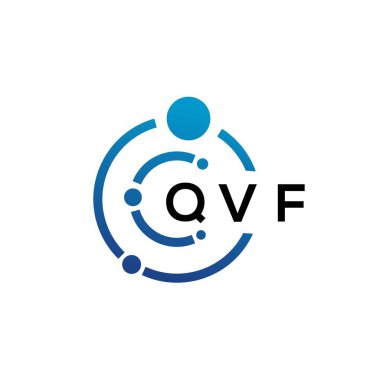 Beyaz arka planda QVF harfli teknoloji logosu tasarımı. QVF yaratıcı baş harfleri IT logosu konsepti. QVF harf tasarımı.