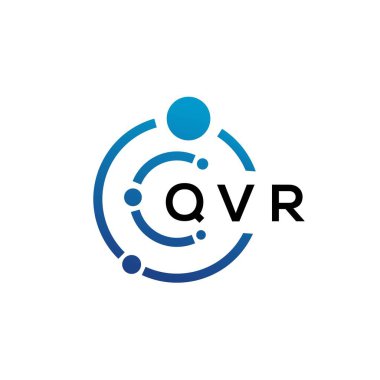 Beyaz arka planda QVR harfli teknoloji logosu tasarımı. QVR yaratıcı baş harfleri IT logosu konsepti. QVR harf tasarımı.
