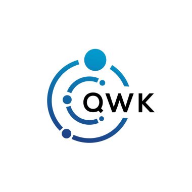 Beyaz arka planda QWK harfli teknoloji logosu tasarımı. QWK yaratıcı harflerin baş harfleri IT logosu kavramı. QWK harf tasarımı.