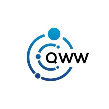 Beyaz arka planda QWW harfli teknoloji logosu tasarımı. QWW yaratıcı baş harfleri IT logosu konsepti. QWW harf tasarımı.