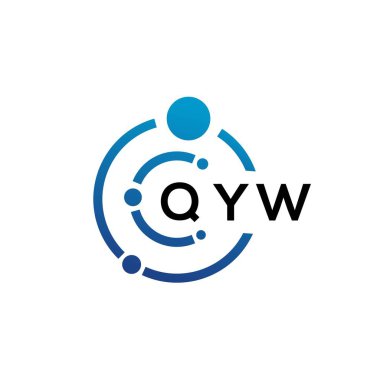 Beyaz arka planda QYW harfli teknoloji logosu tasarımı. QYW yaratıcı baş harfleri IT logosu konsepti. QYW harf tasarımı.