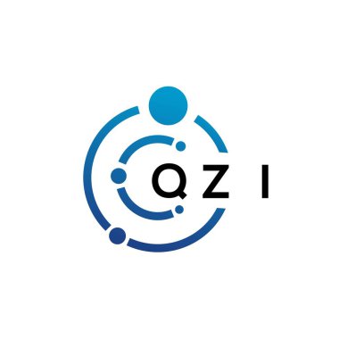 Beyaz arka planda QZI harfli teknoloji logosu tasarımı. QZI yaratıcı harflerin baş harfleri IT logosu kavramı. QZI harf tasarımı.