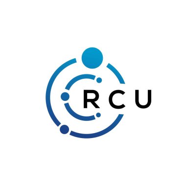 Beyaz arka planda RCU mektup teknolojisi logosu tasarımı. RCU yaratıcı harflerin baş harfleri IT logosu kavramı. RCU harf tasarımı.