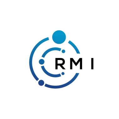 Beyaz arka planda RMI harfli teknoloji logosu tasarımı. RMI yaratıcı baş harfleri IT logosu konsepti. RMI harf tasarımı.