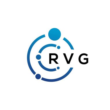 Beyaz arka planda RVG harfli teknoloji logosu tasarımı. RVG yaratıcı harflerin baş harfleri IT logosu kavramı. RVG harf tasarımı.