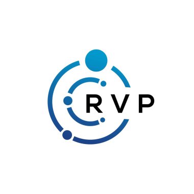 Beyaz arka planda RVP mektup teknolojisi logosu tasarımı. RVP yaratıcı harflerin baş harfleri IT logo konsepti. RVP harf tasarımı.