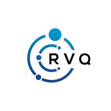 Beyaz arka planda RVQ harfli teknoloji logosu tasarımı. RVQ yaratıcı baş harfleri IT logosu konsepti. RVQ harf tasarımı.
