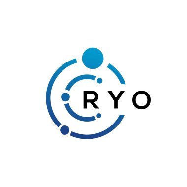 Beyaz arka planda RYO harfli teknoloji logosu tasarımı. RYO yaratıcı baş harfleri IT logosu konsepti. RYO harf tasarımı.
