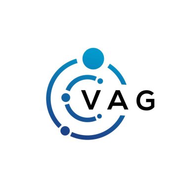 Beyaz arka planda VAG harfli teknoloji logosu tasarımı. VAG yaratıcı baş harfleri IT logosu konsepti. VAG harf tasarımı.