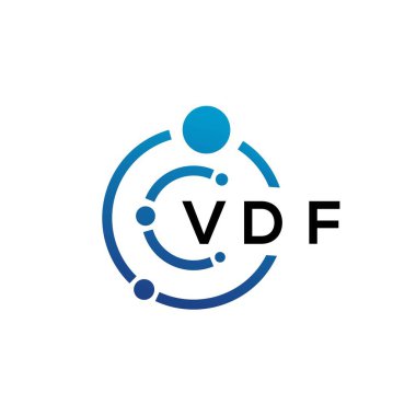 Beyaz arka planda VDF mektup teknolojisi logosu tasarımı. VDF yaratıcı baş harfleri IT logosu konsepti. VDF harf tasarımı.