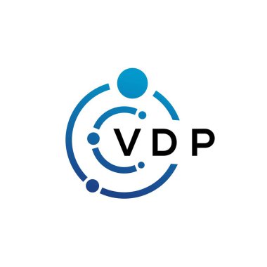 Beyaz arka planda VDP harfli teknoloji logosu tasarımı. VDP yaratıcı baş harfleri IT logosu konsepti. VDP harf tasarımı.