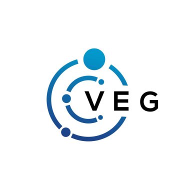 Beyaz arka planda VEG harfli teknoloji logosu tasarımı. VEG yaratıcı baş harfleri IT logosu konsepti. VEG harf tasarımı.
