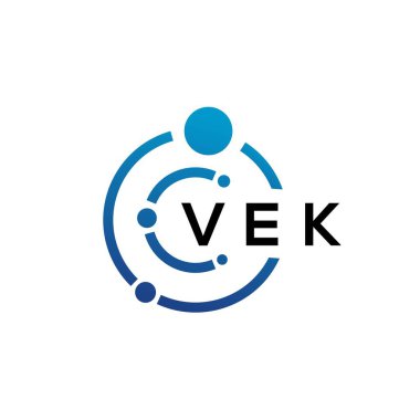 Beyaz arka planda VEK mektup teknolojisi logosu tasarımı. VEK yaratıcı harflerin baş harfleri IT logosu kavramı. VEK harf tasarımı.